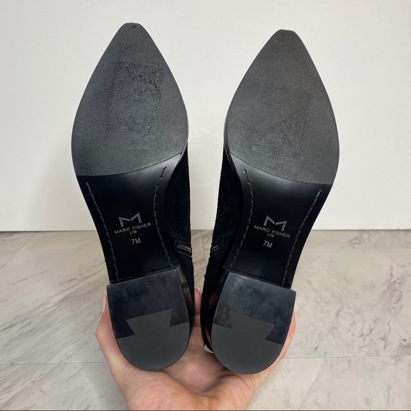 Marc Fisher Yandi Western Black Suede Bootie 7M - Picture 12 of 13
